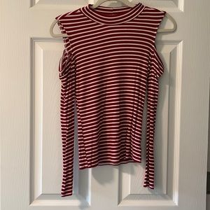 Timing Striped Cold Shoulder Shirt